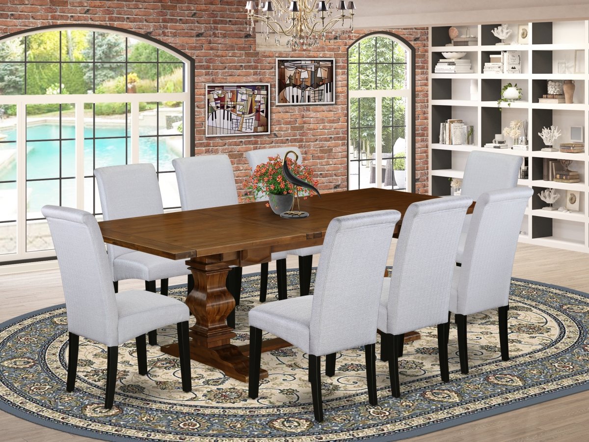 9 Piece Lassale Kitchen Table Set - Antique Walnut, Black & Gray -  GSI Homestyles, HO2967020