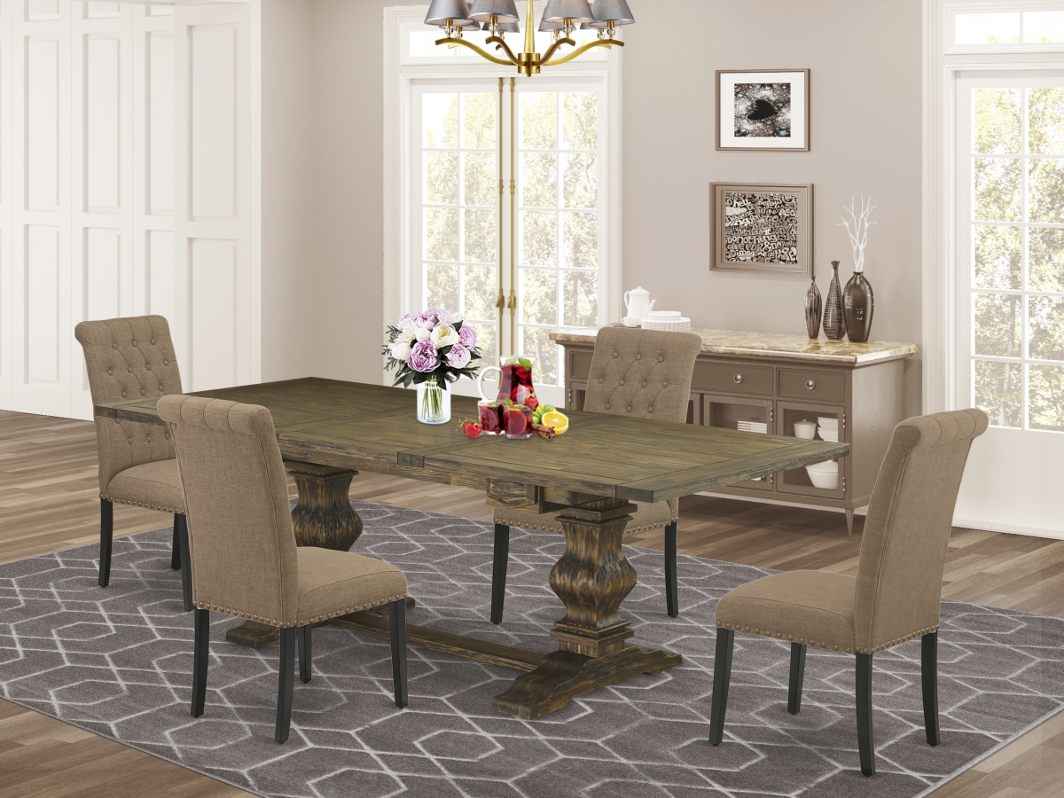 5 Piece Lassale Kitchen Table Set - Distressed Jacobean, Black & Light Sable