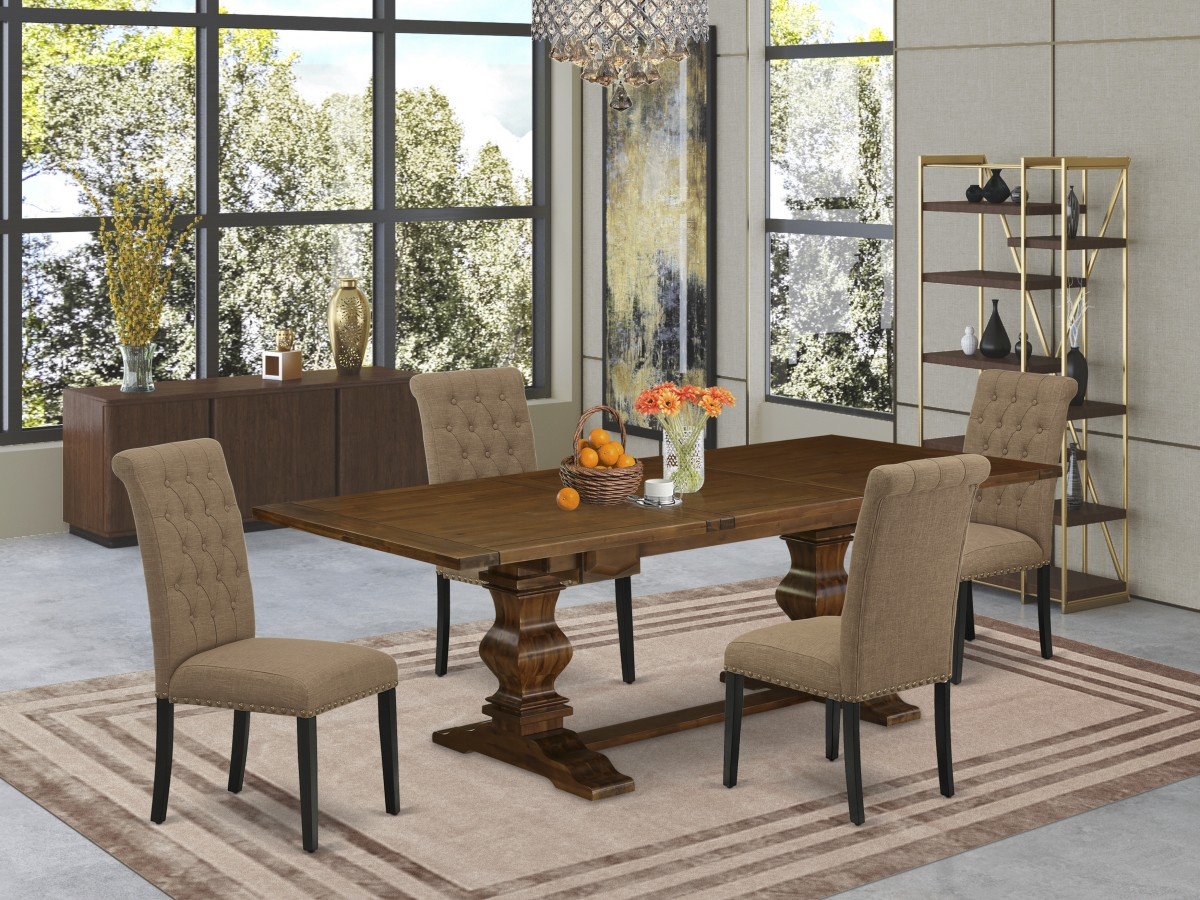 5 Piece Lassale Dinette Set - Antique Walnut, Black & Light Sable