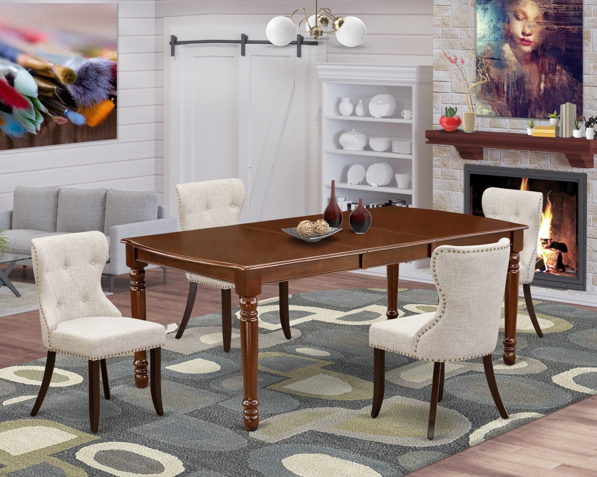 Dover Kitchen Dining Table Set - Mahogany & Doeskin, Set of 4