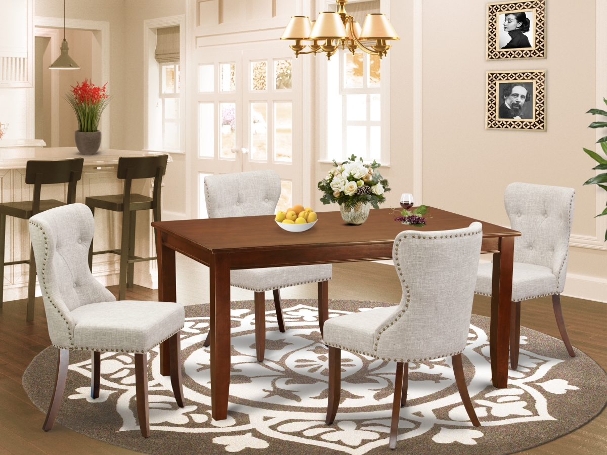 Dudley Dining Set - Mahogany & Doeskin, Set of 4