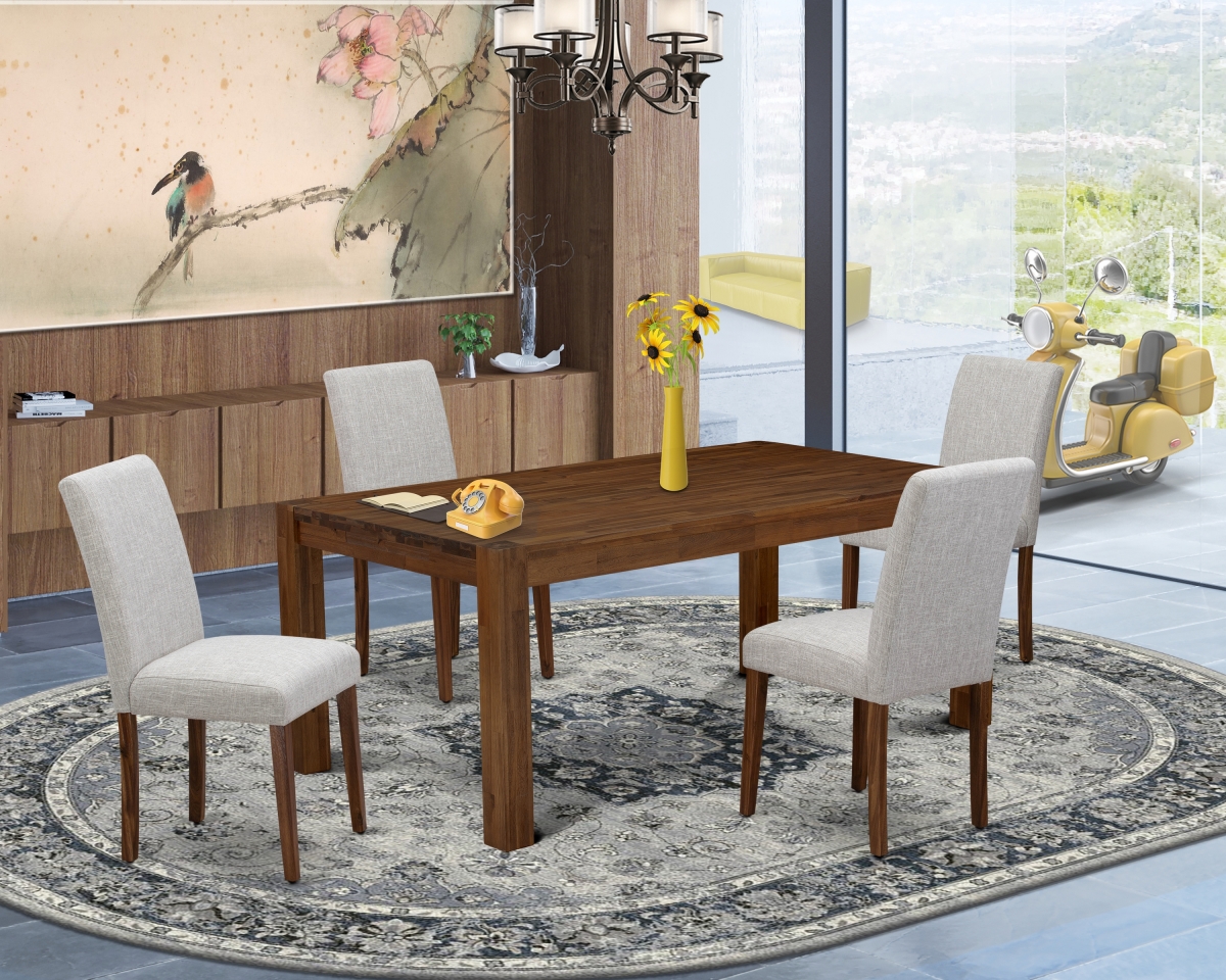 5 Piece Lismore Dining Set - Sand Blasting Antique Walnut & Doeskin