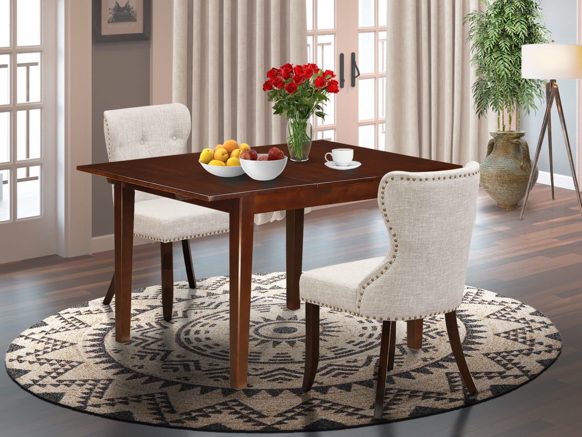 Milan Dining Set - Mahogany & Doeskin, Set of 2