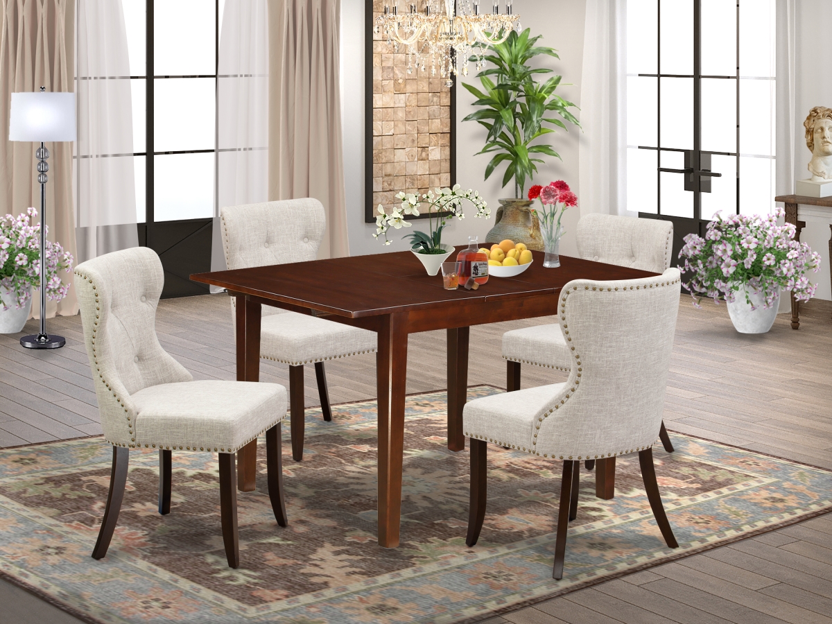 Milan Dining Set - Mahogany & Doeskin, Set of 4