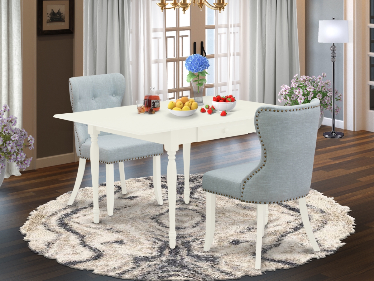 Monza Dinette Set - Linen White & Baby Blue, Set of 2