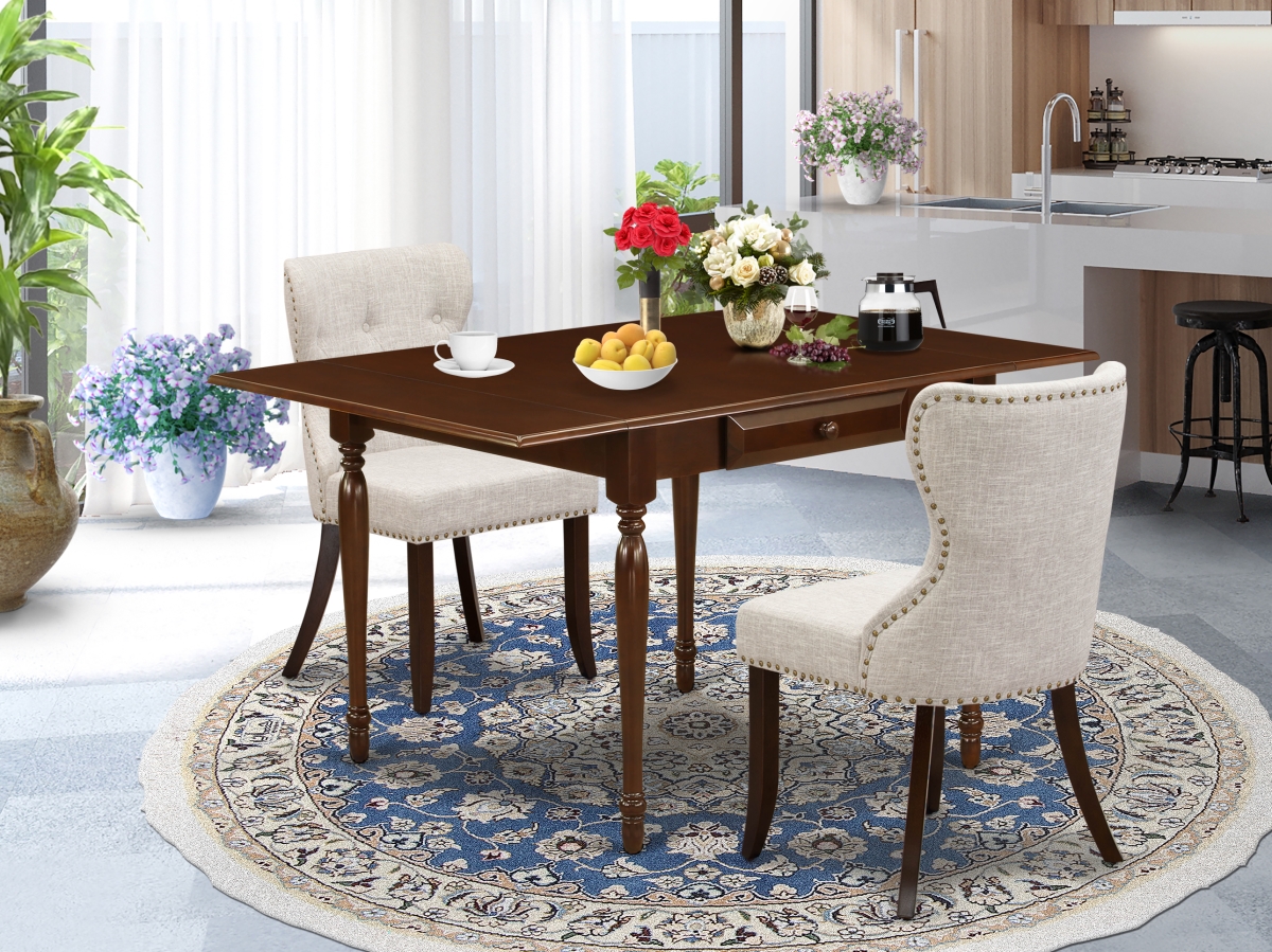 Monza Dining Set - Mahogany & Doeskin, Set of 2