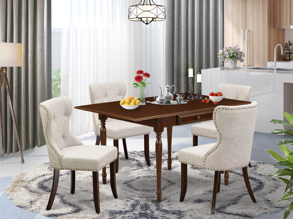 Monza Kitchen Table Set - Mahogany & Doeskin, Set of 4