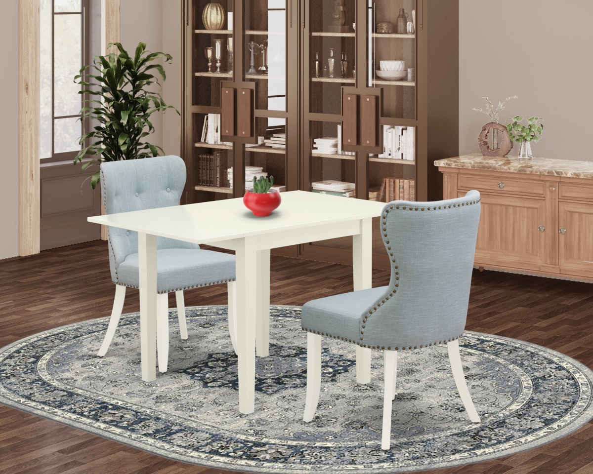 Norden Dining Table Set - Linen White & Baby Blue, Set of 2