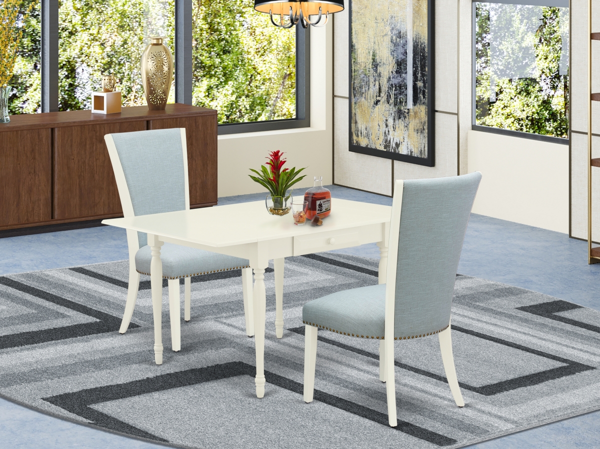 Monza Dinette Set - Linen White & Baby Blue, Set of 2