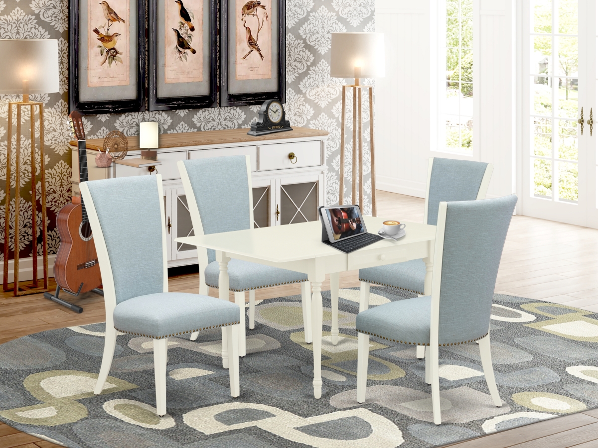 Monza Dinette Set - Linen White & Baby Blue, Set of 4