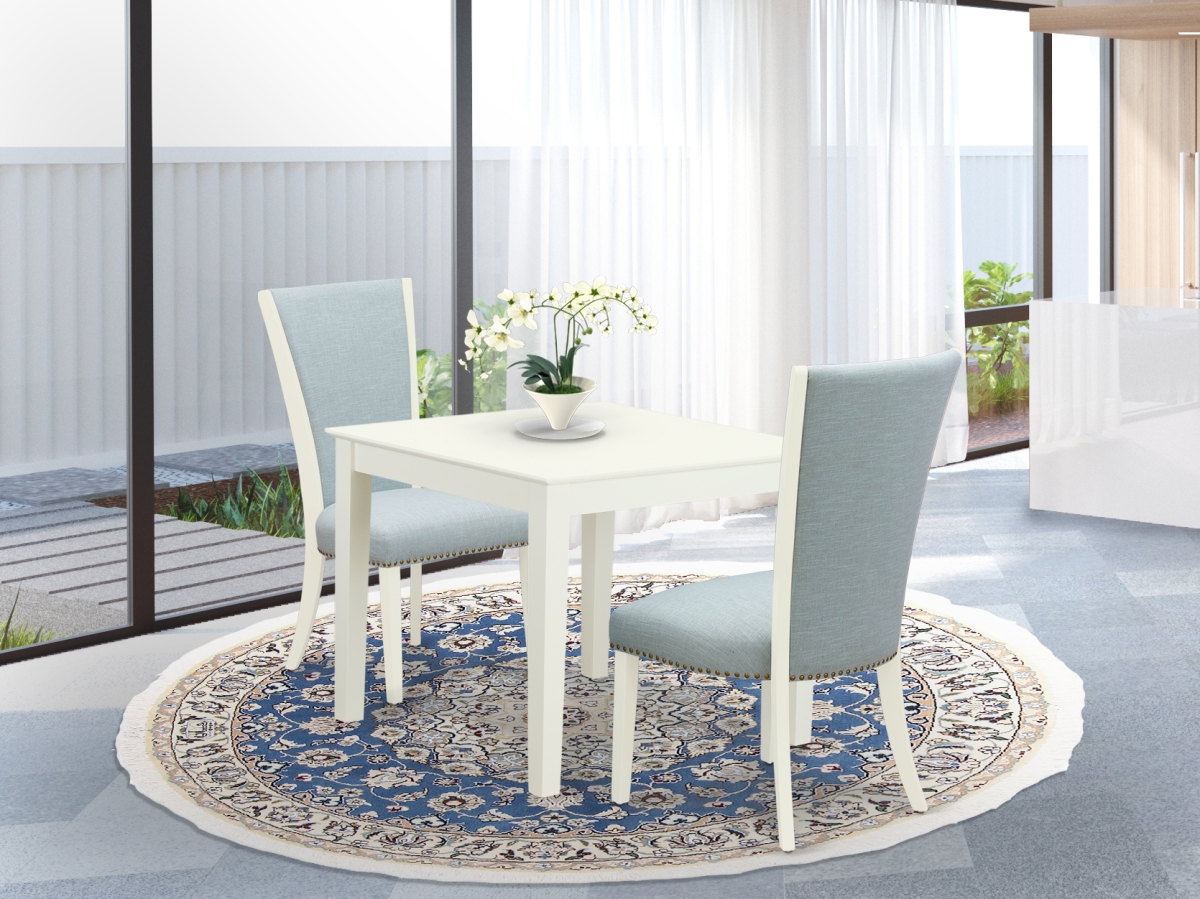 Oxford Modern Dining Table Set - Linen White & Baby Blue, Set of 2
