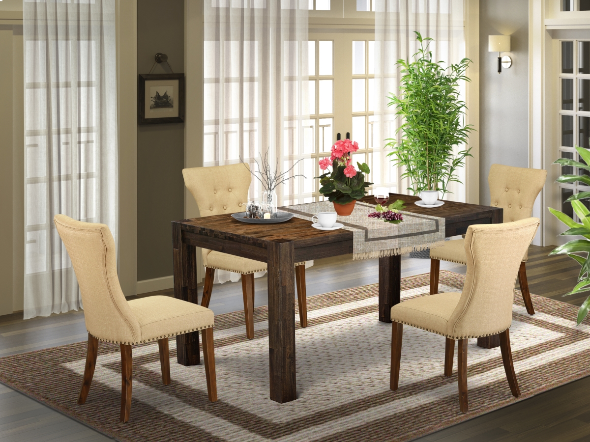 5 Piece Celina Dining Table Set - Sand Blasting Antique Walnut