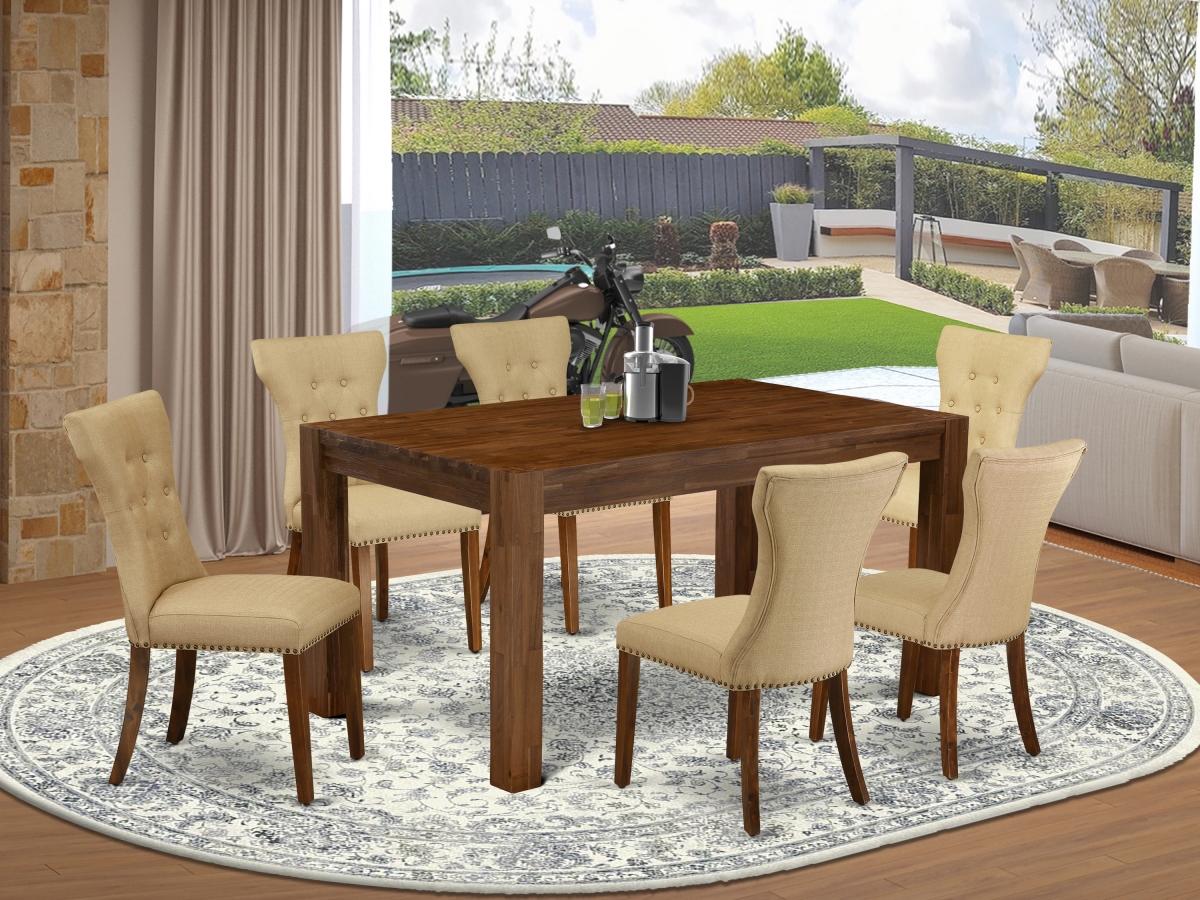 7 Piece Celina Dining Room Set - Sand Blasting Antique Walnut