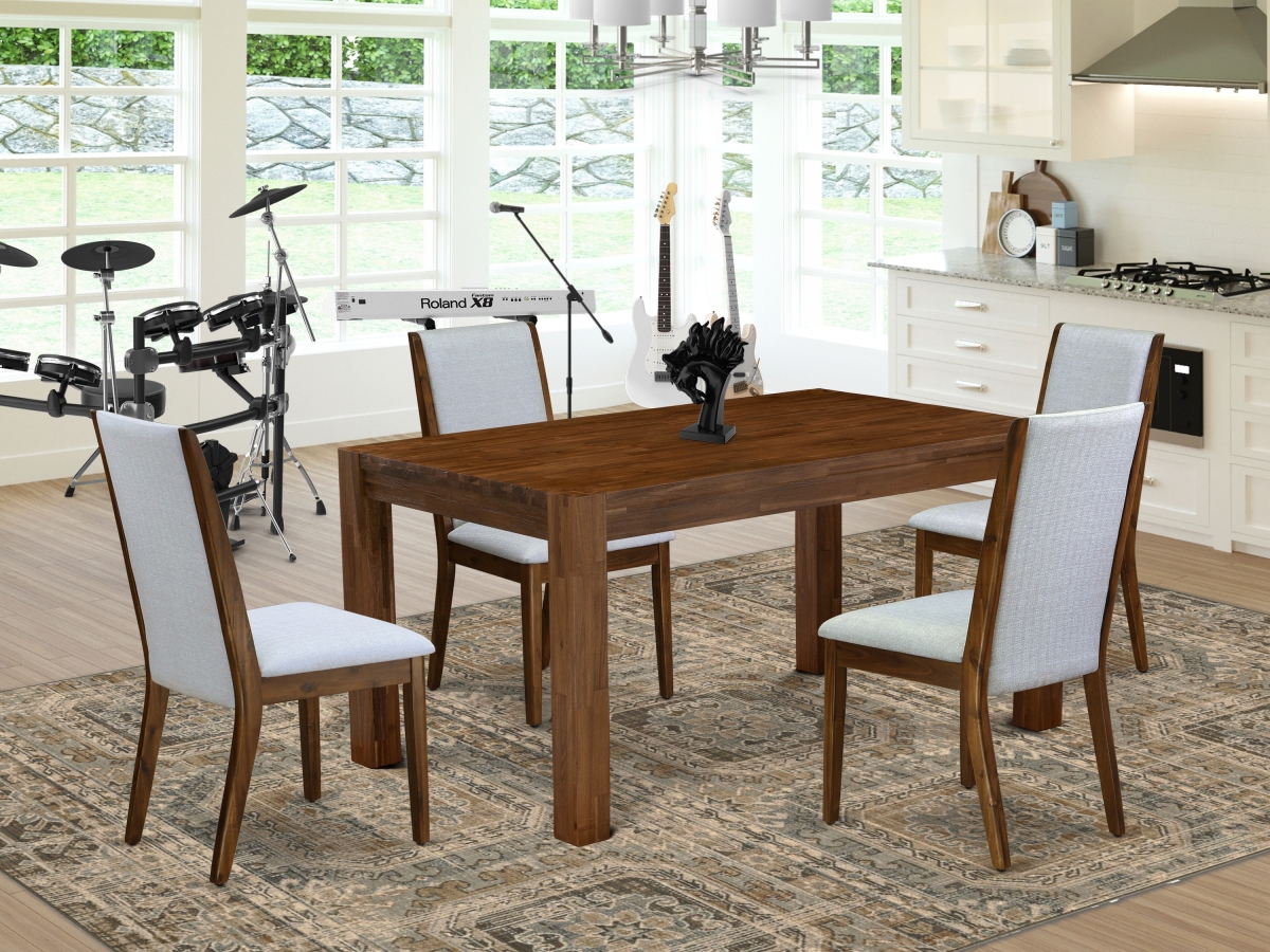 5 Piece Celina Dining Table Set - Sand Blasting Antique Walnut