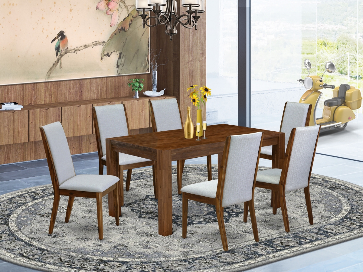 7 Piece Celina Dining Table Set - Sand Blasting Antique Walnut