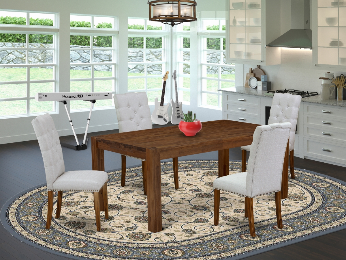 LMEL5-N8-05 5 Piece Lismore Modern Dining Set - Sand Blasting Antique Walnut