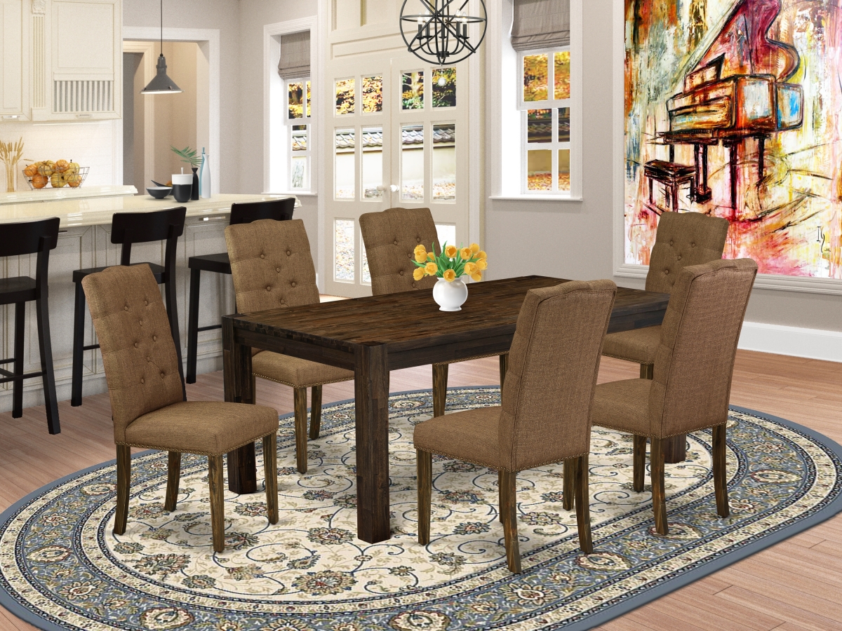 7 Piece Lismore Modern Dining Set - Distressed Jacobean