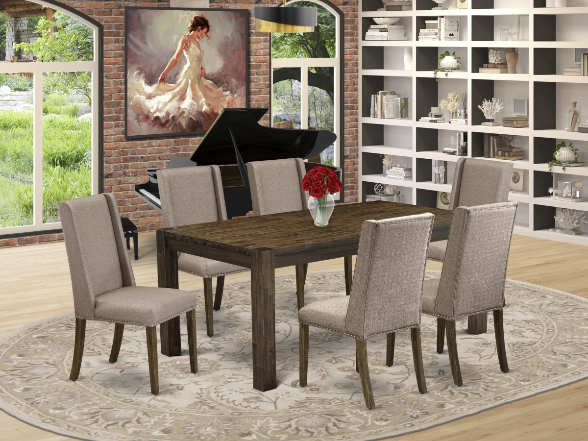 7 Piece Lismore Dining Table Set - Distressed Jacobean