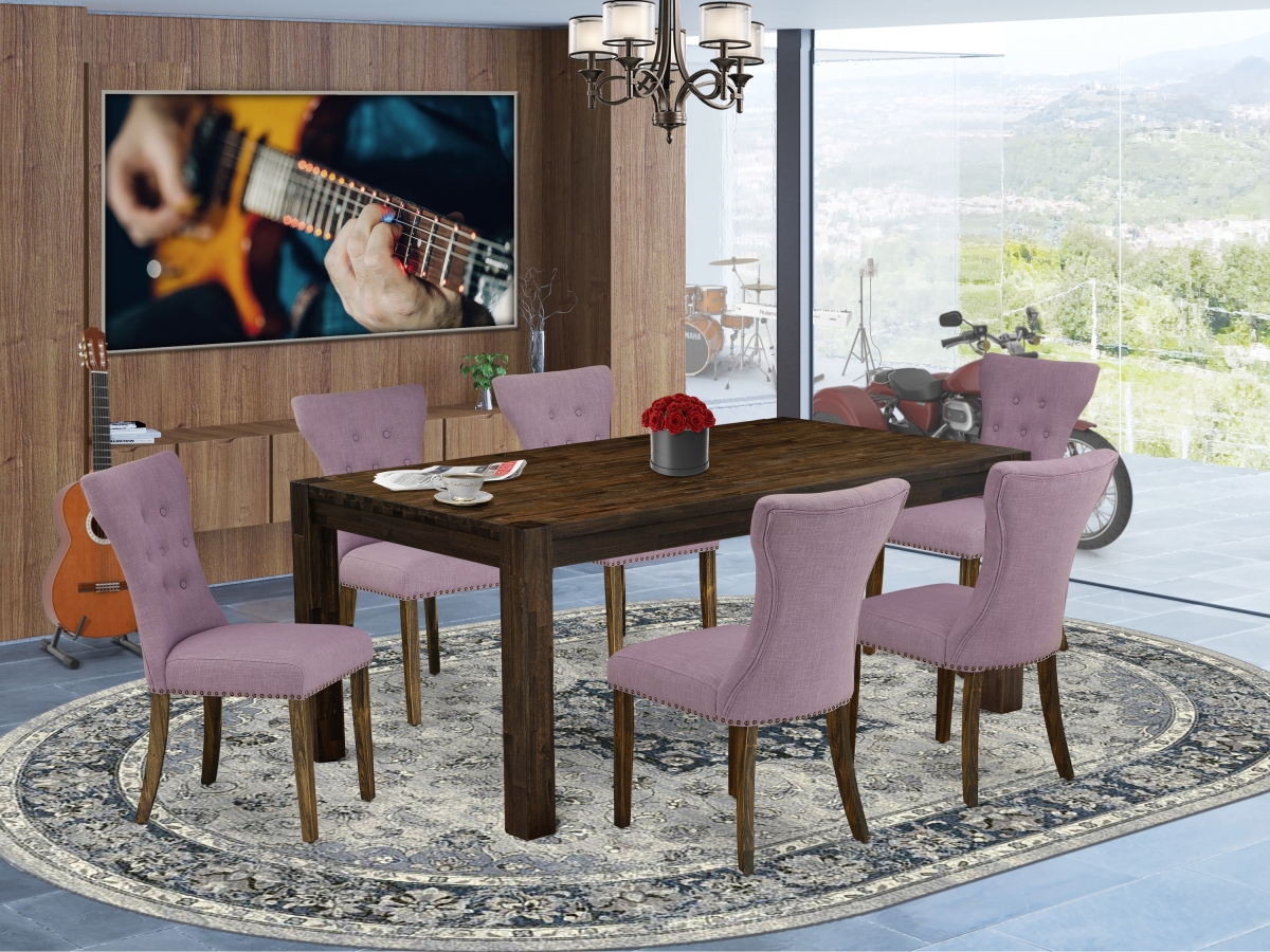 7 Piece Lismore Dining Room Table Set - Distressed Jacobean