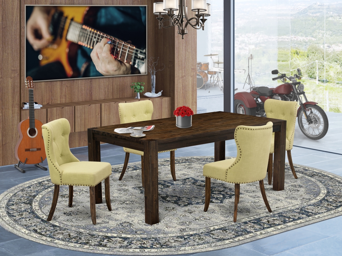 5 Piece Lismore Dining Table Set - Distressed Jacobean