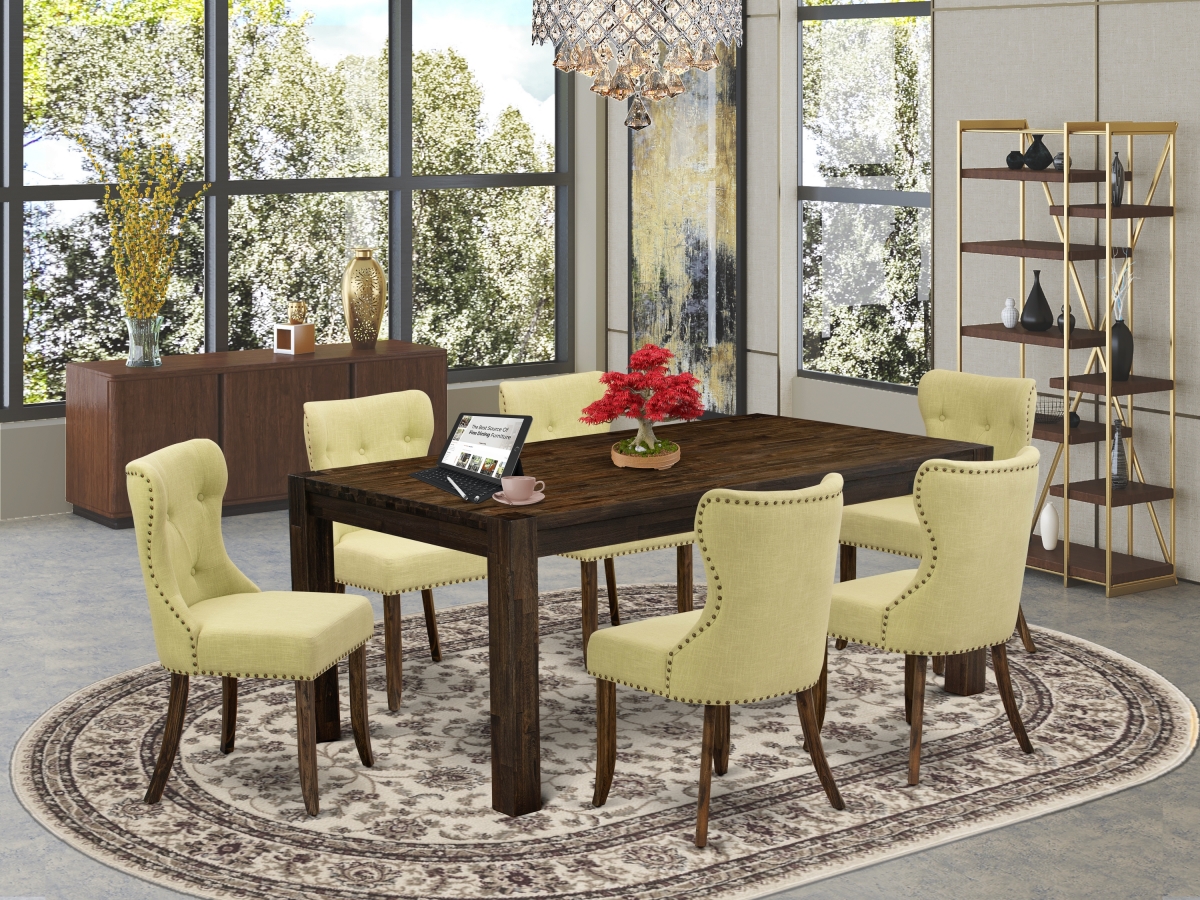 7 Piece Lismore Dining Room Table Set - Distressed Jacobean