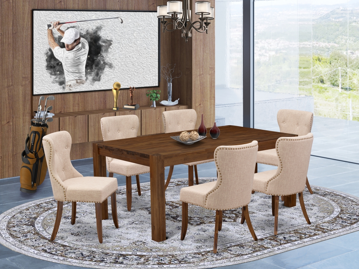 LMSI7-N8-04 7 Piece Lismore Kitchen Dining Set - Sand Blasting Antique Walnut