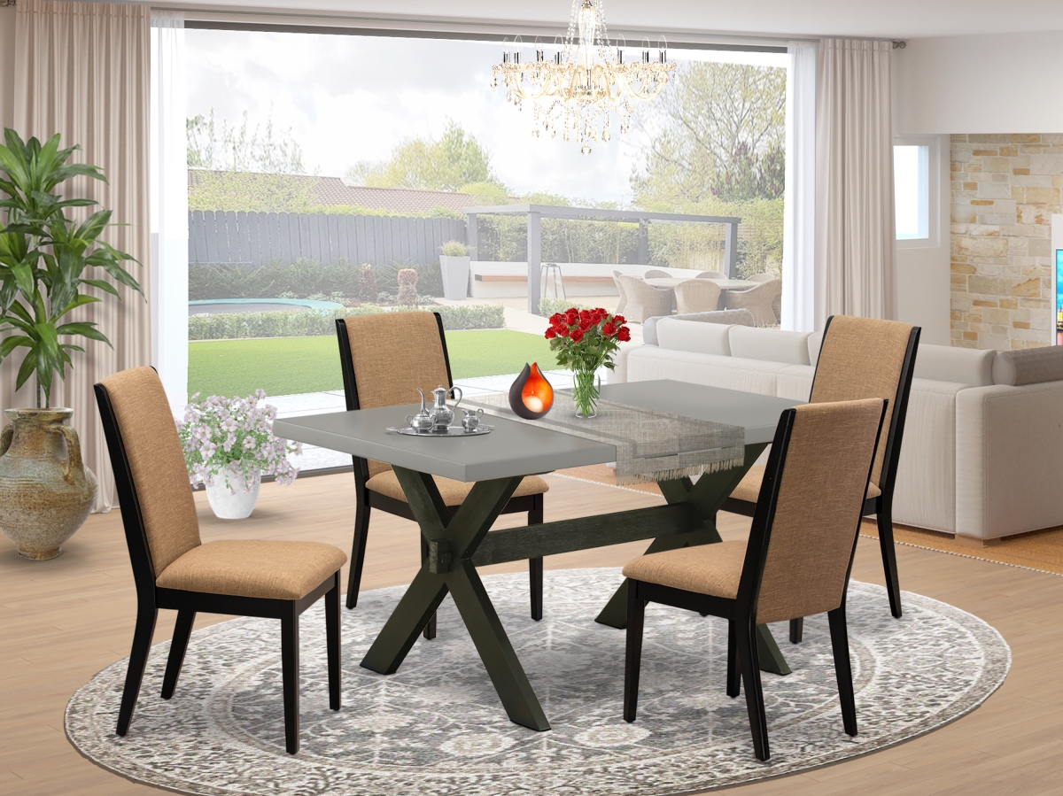 5 Piece X-Style Beautiful Kitchen Table Set - Wire Brushed Black