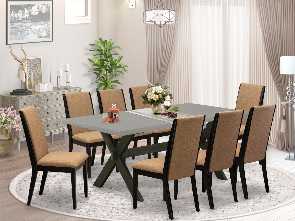 9 Piece X-Style Awesome Dining Room Set - Wire Brushed Black