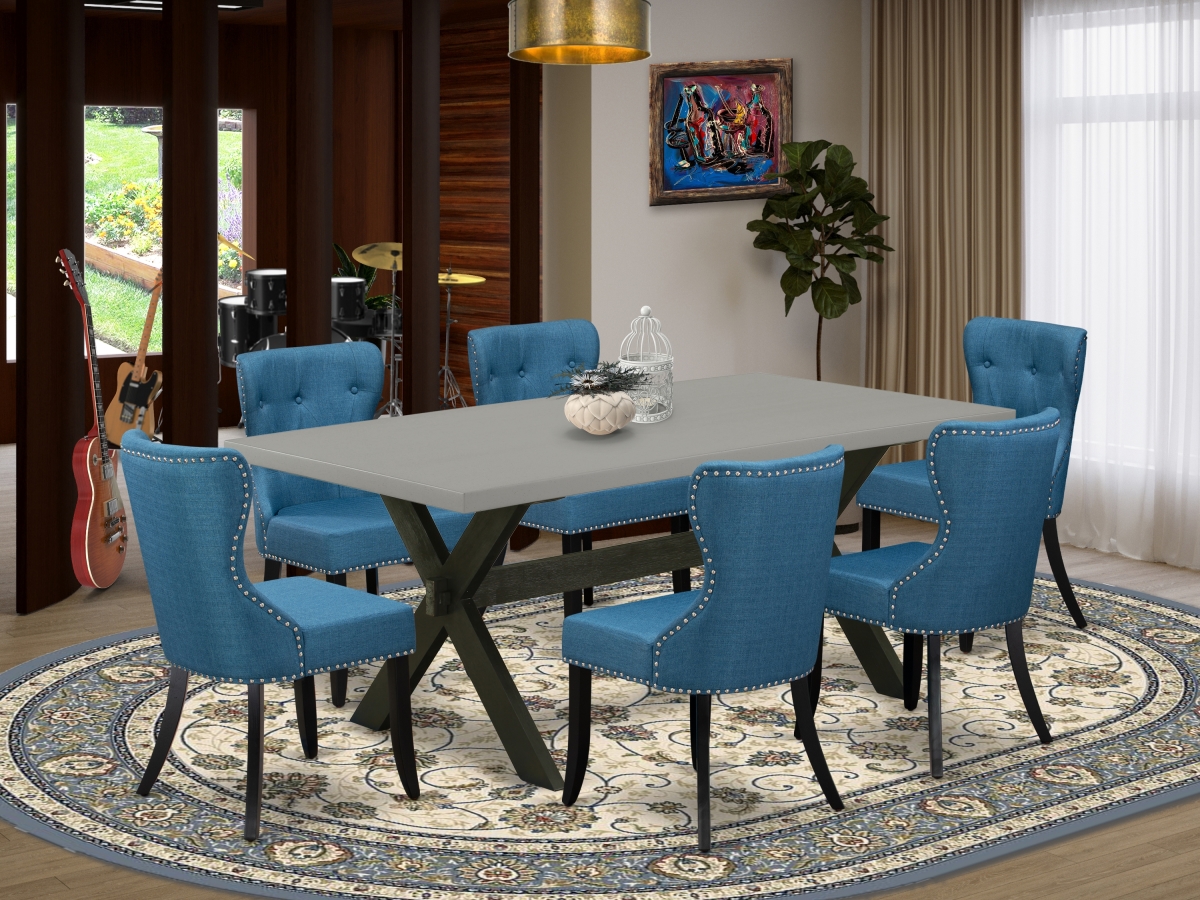 7 Piece X-Style Dinette Set - Cement & Black