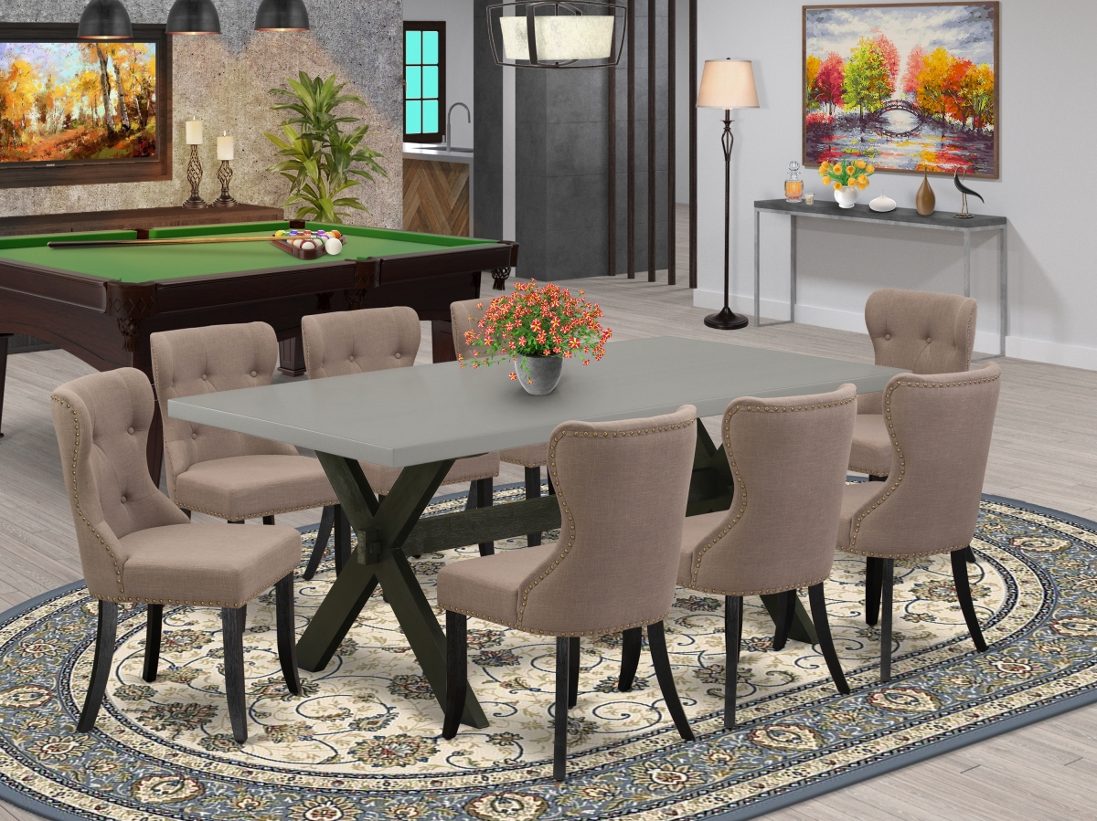9 Piece X-Style Dinette Set - Wire Brushed Black