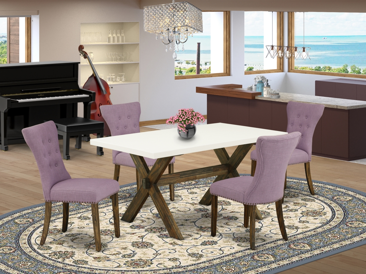 5 Piece X-Style Dining Room Set - Distressed Jacobean