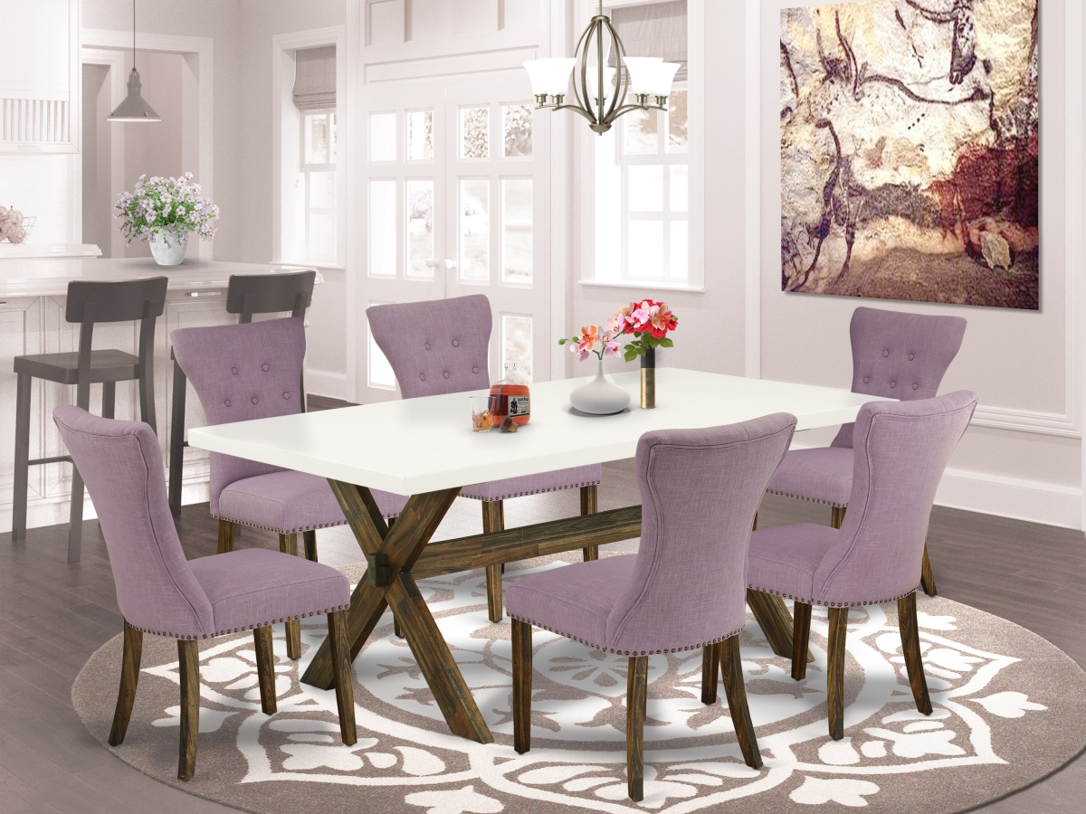 7 Piece X-Style Dinette Set - Distressed Jacobean