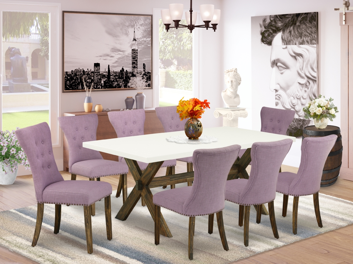 9 Piece X-Style Dinette Set - Distressed Jacobean