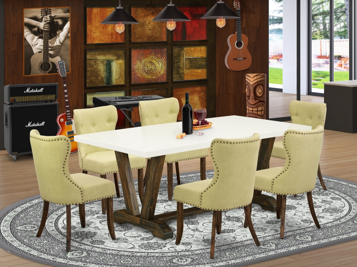 7 Piece X-Style Kitchen Dining Set - Distressed Jacobean