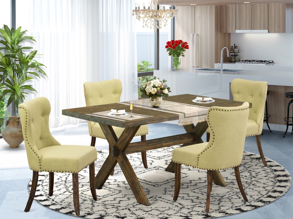 5 Piece X-Style Dining Room Set - Distressed Jacobean