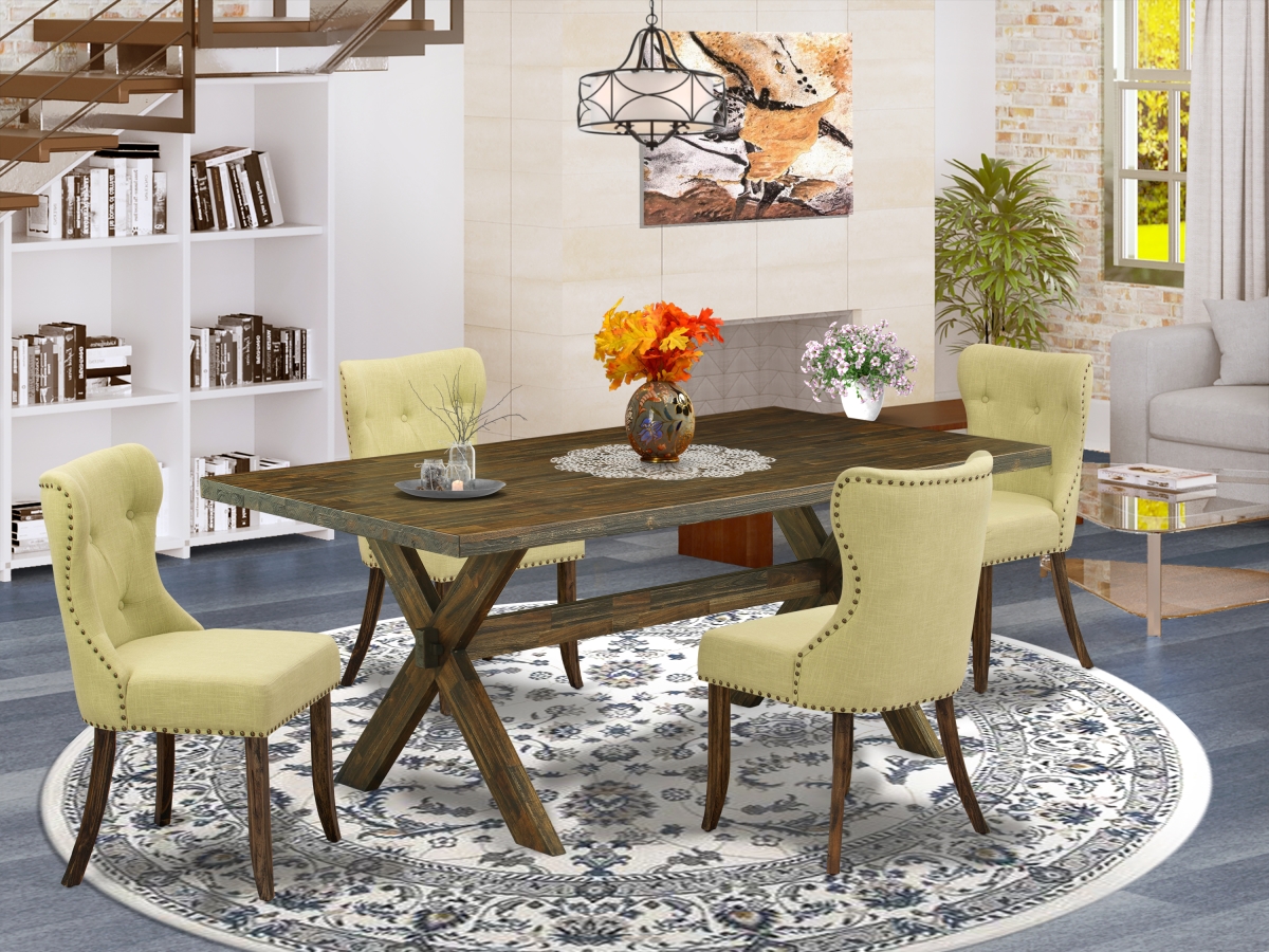5 Piece X-Style Modern Dining Set - Distressed Jacobean