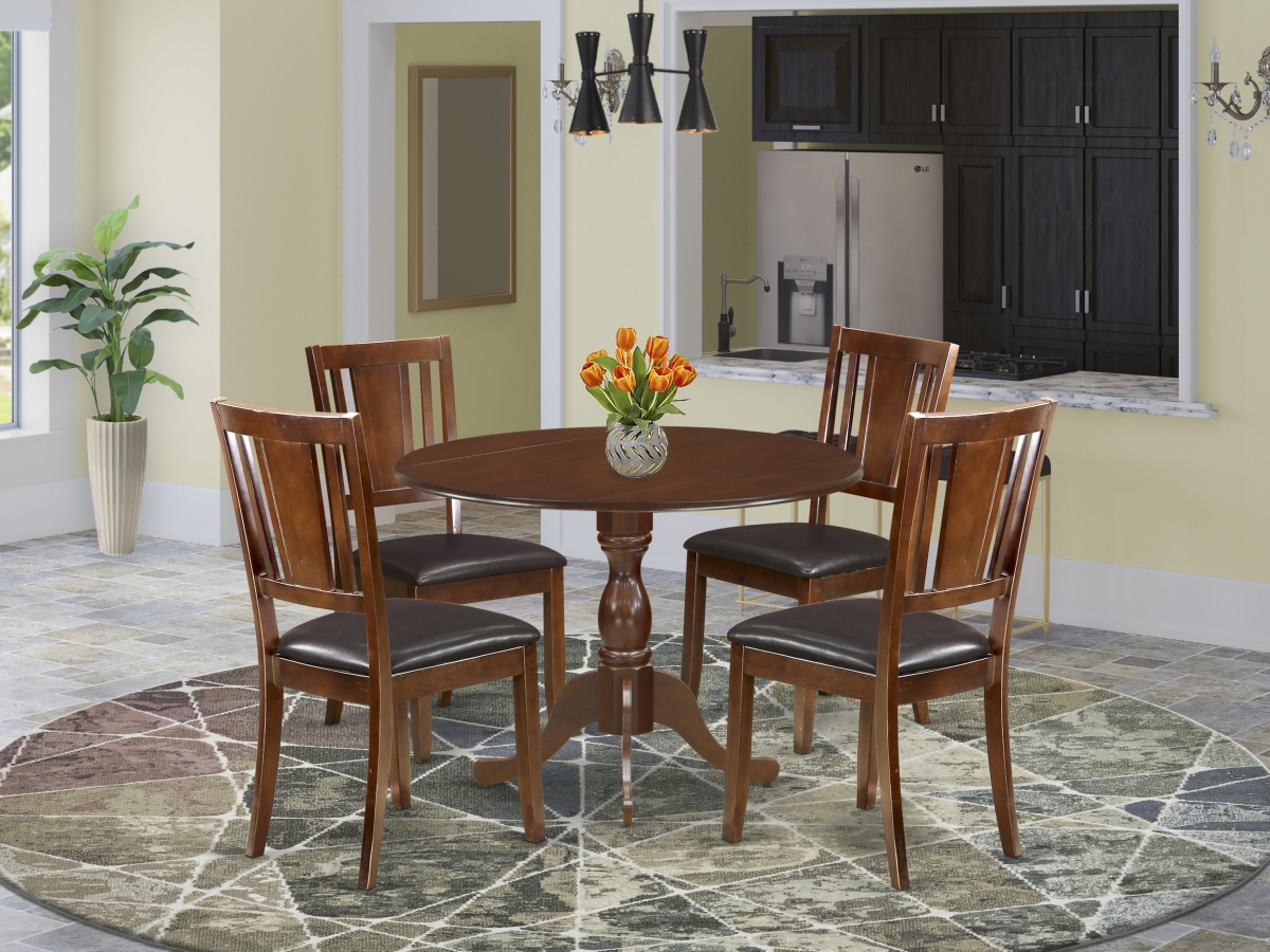 5 Piece Dublin Wood Dining Table Set - Mahogany