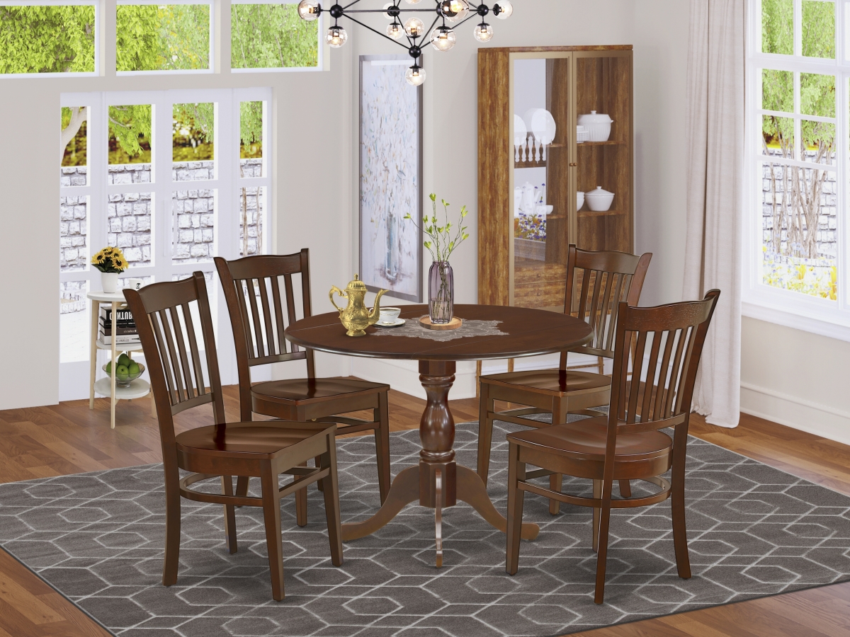 5 Piece Dublin Dropleaf Kitchen Dining Table Set - Mahogany