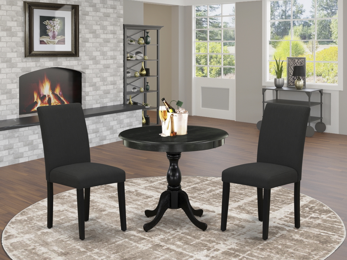 3 Piece Antique Dinette Set - Wire Brushed Black