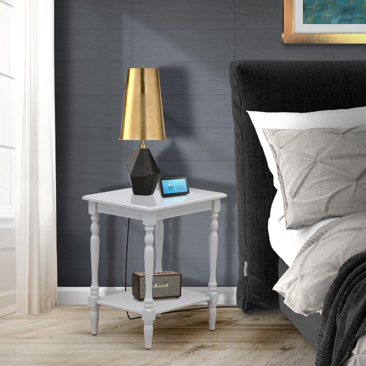 BF-14-ET Bedford Modern Nightstand with Open Storage Shelf & Mid Century Side Table - Urban Gray