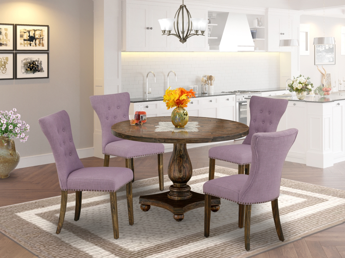 5 Piece Kitchen Dining Table Set - Distressed Jacobean & Dahlia