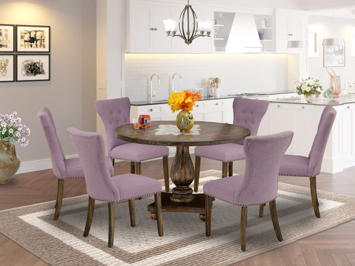 I2GA7-740 7 Piece Dinner Table Set - Distressed Jacobean & Dahlia