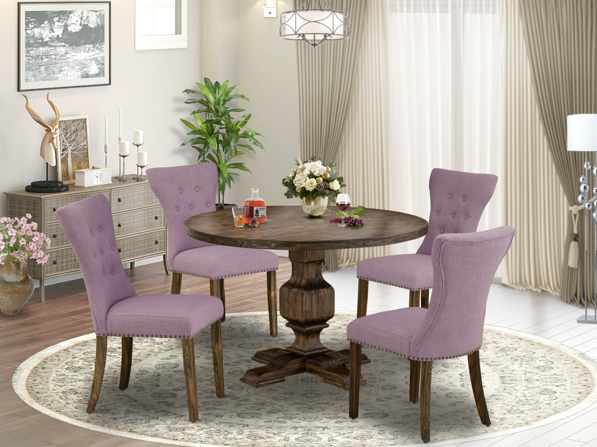 5 Piece Dining Room Table Set - Distressed Jacobean & Dahlia