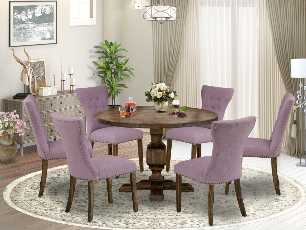 7 Piece Dining Table Set - Distressed Jacobean & Dahlia