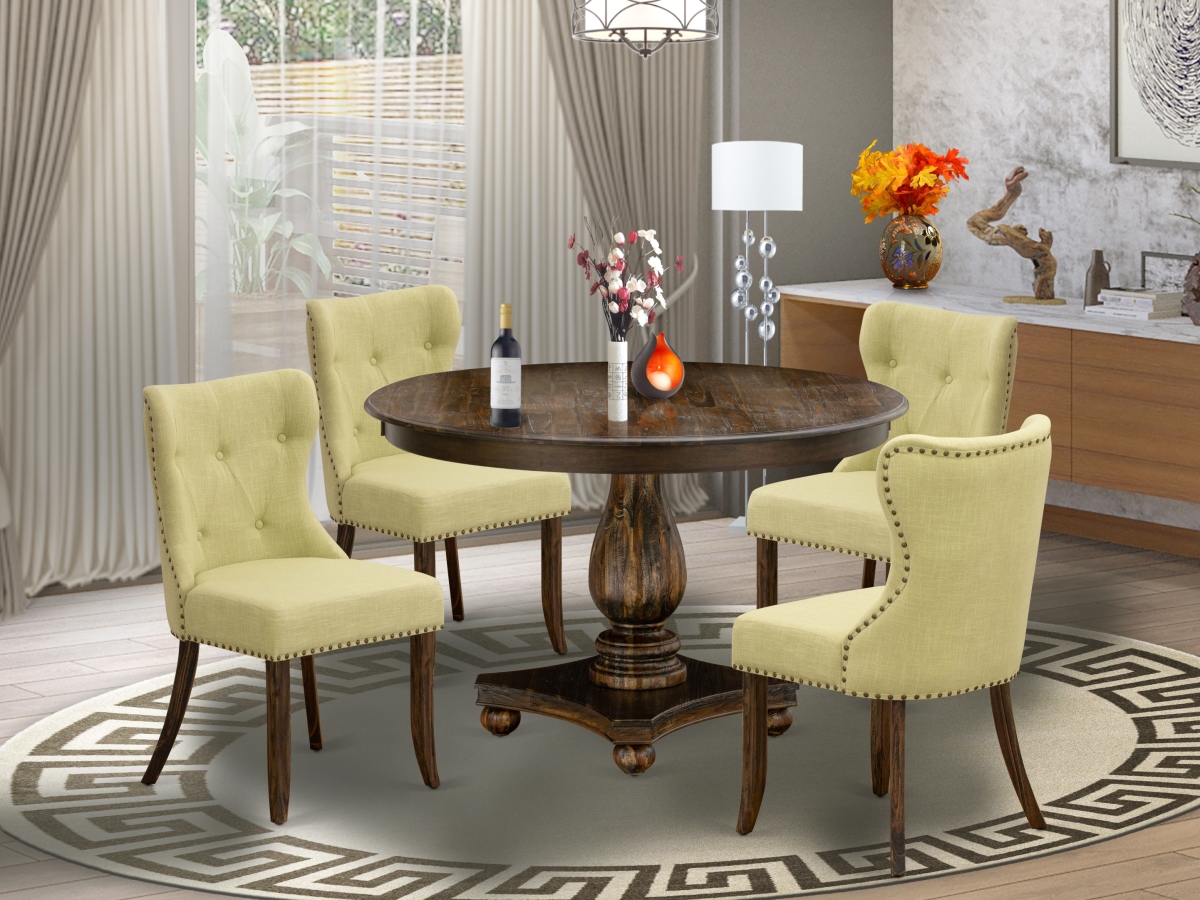 F2SI5-737 5 Piece Kitchen Table Set - Limelight & Distressed Jacobean