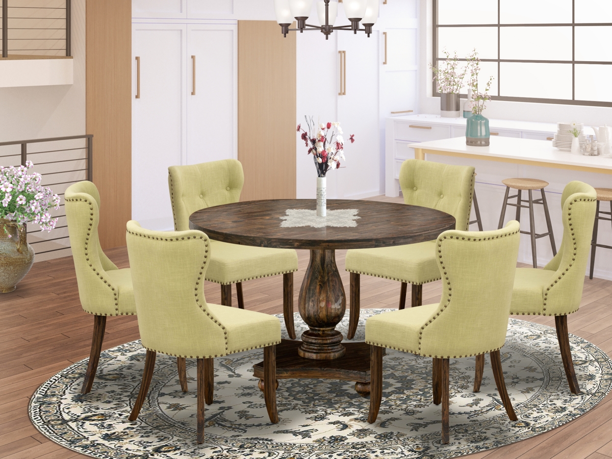 I2SI7-737 7 Piece Dining Set - Limelight & Distressed Jacobean