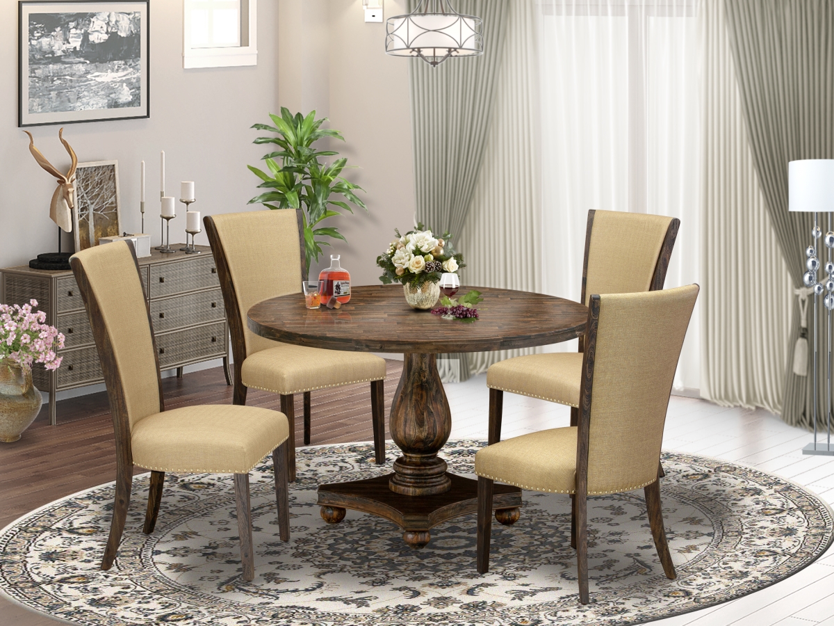 5 Piece Dining Room Set - Brown & Distressed Jacobean