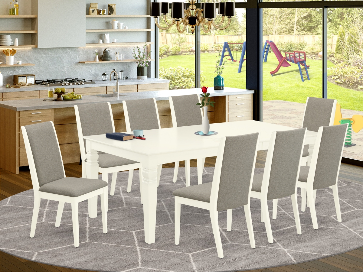 9 Piece Logan Dining Room Set - Linen White & Shitake