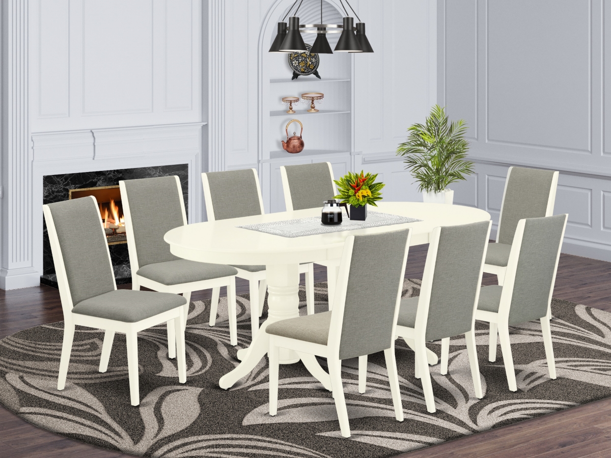 9 Piece Vancouver Kitchen Table Set - Linen White & Shitake