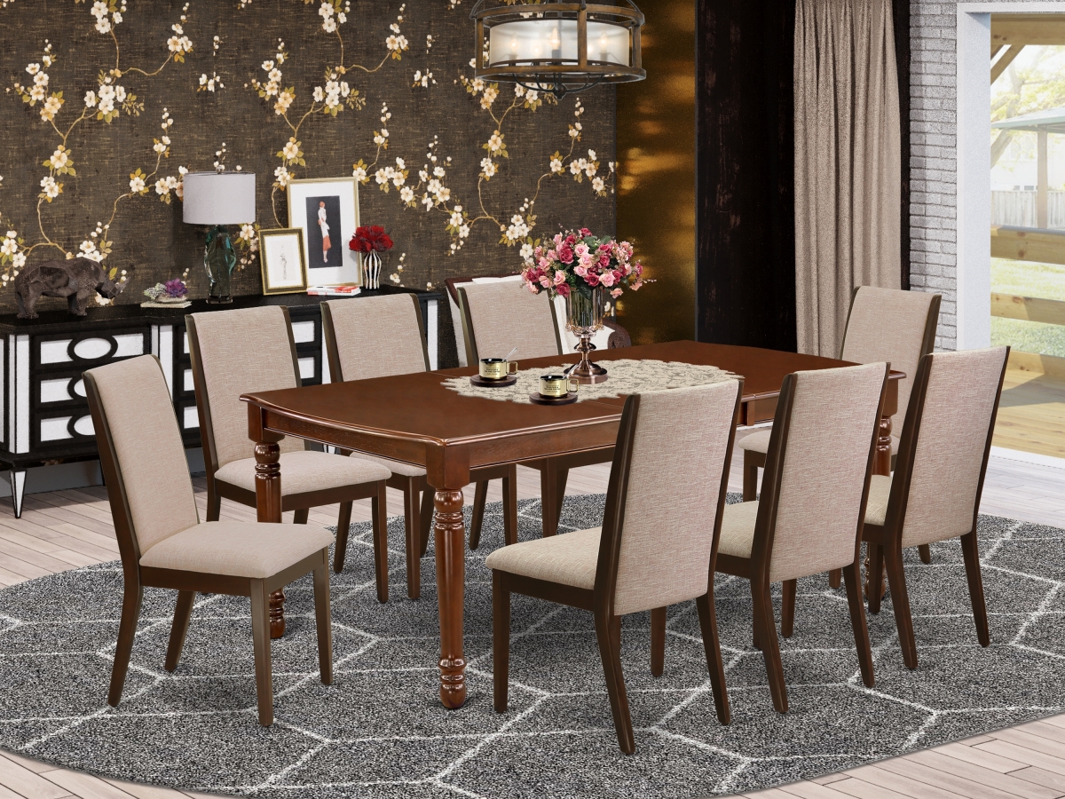 9 Piece Dover Dining Room Set - Mahogany & Light Tan